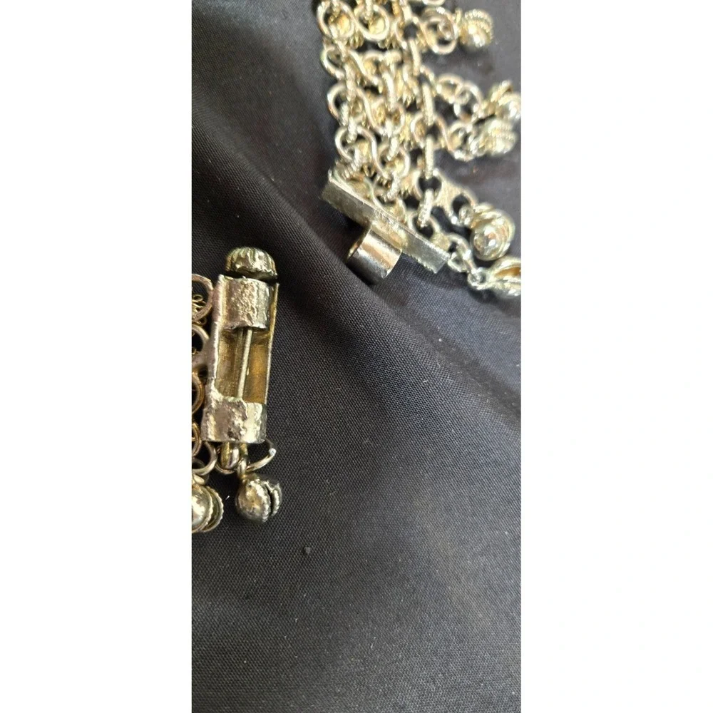 Vtg Multi-layered Ankle Bracelett Silver Tone Belly Dance with Bells
